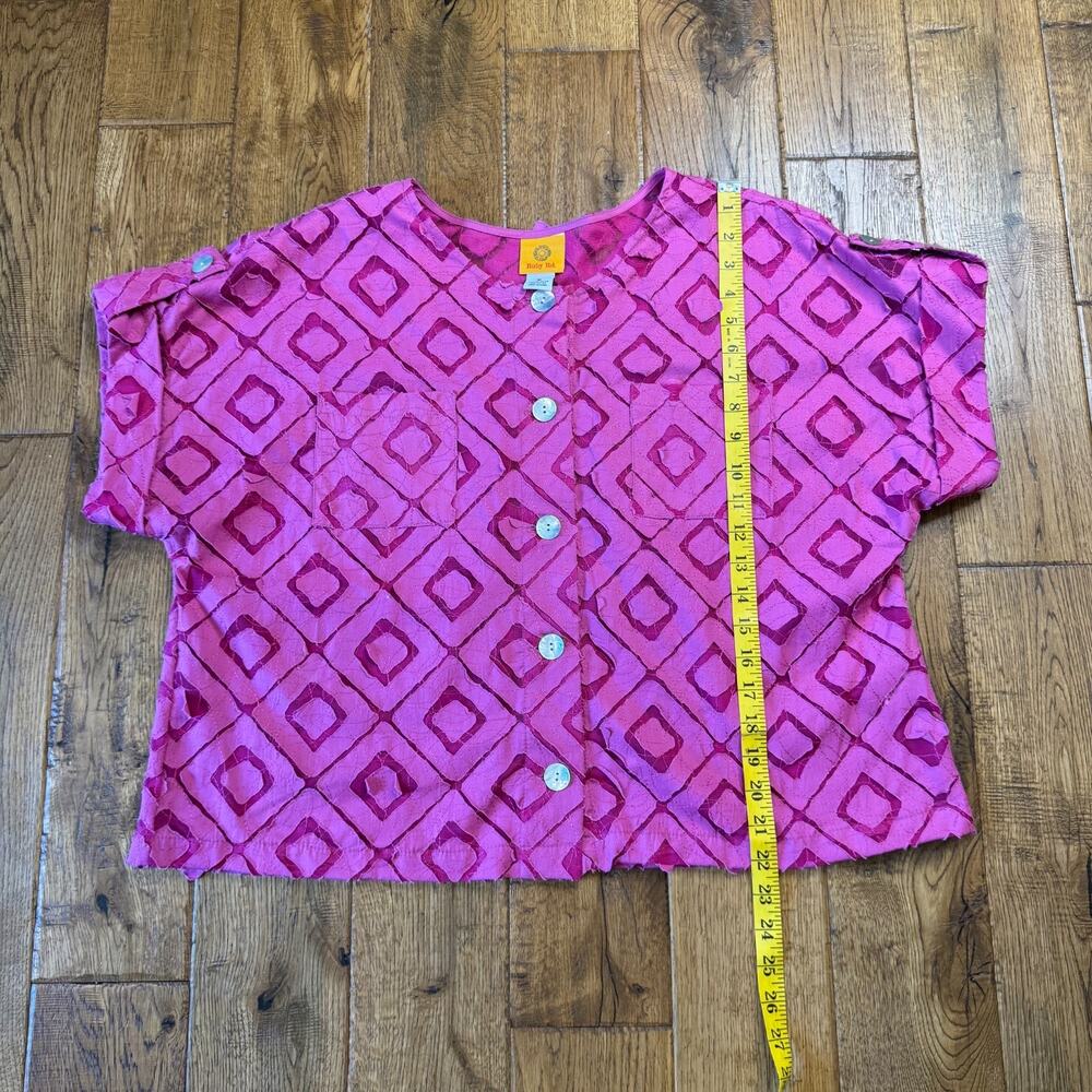 Ruby Rd Fuchsia Button Up Top and Tank Womens 16 XL Eyelet Coastal Cottagecore - Picture 3 of 9